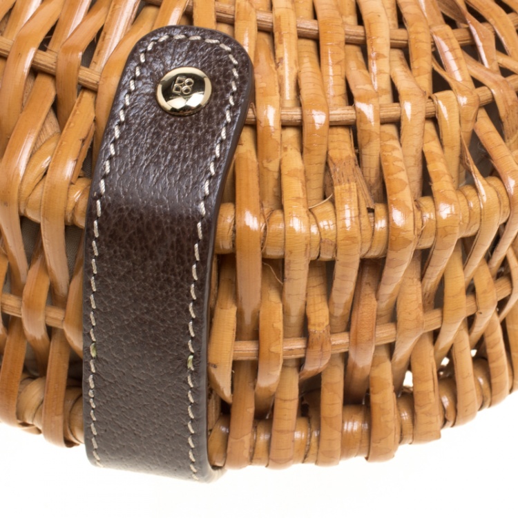 Pre Owned Kate Spade Beige Woven Rattan Hobo