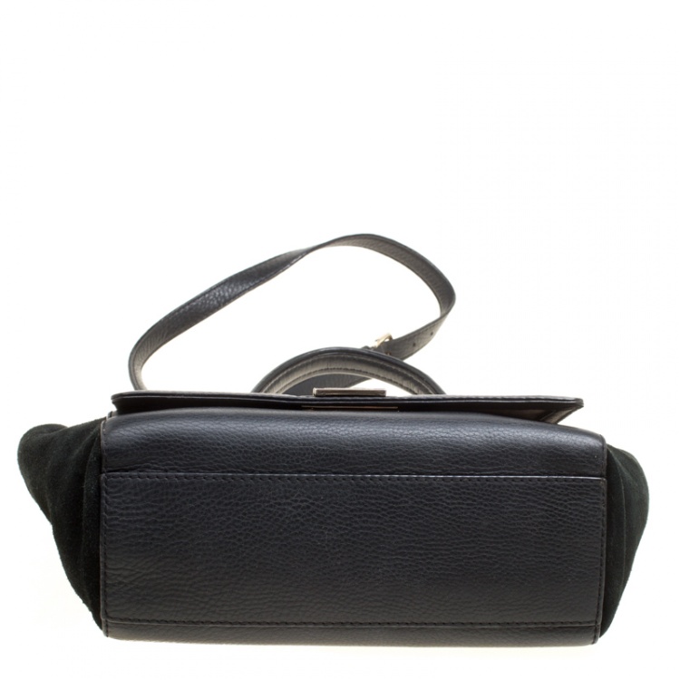 Pre Owned Kate Spade Black Leather and Suede Magnolia Park Top Handle Bag