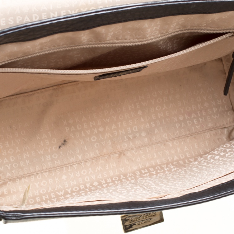 Pre Owned Kate Spade Black Leather and Suede Magnolia Park Top Handle Bag