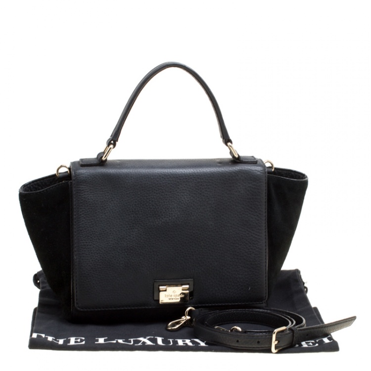 Pre Owned Kate Spade Black Leather and Suede Magnolia Park Top Handle Bag