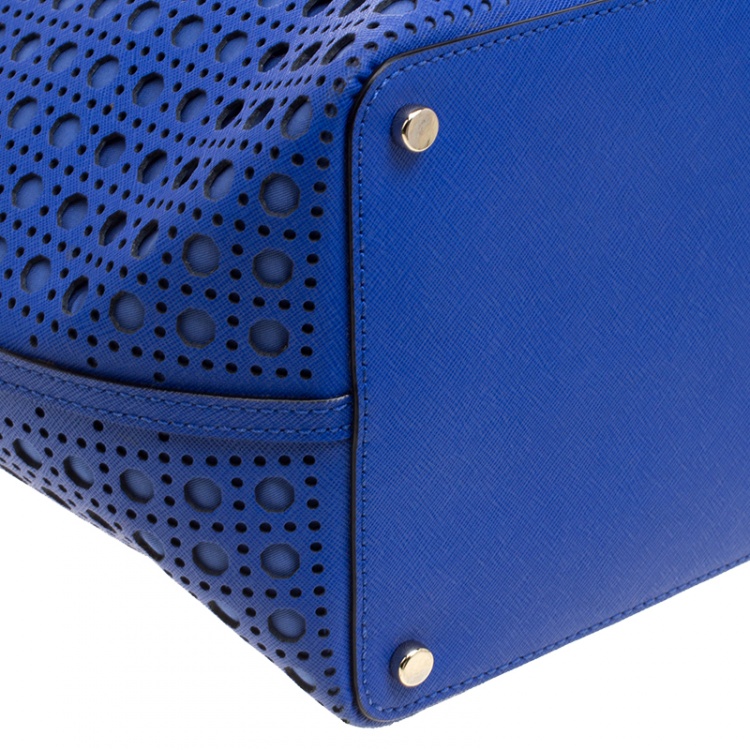 Pre Owned Kate Spade Blue Perforated Leather Cedar Street Harmony Tote