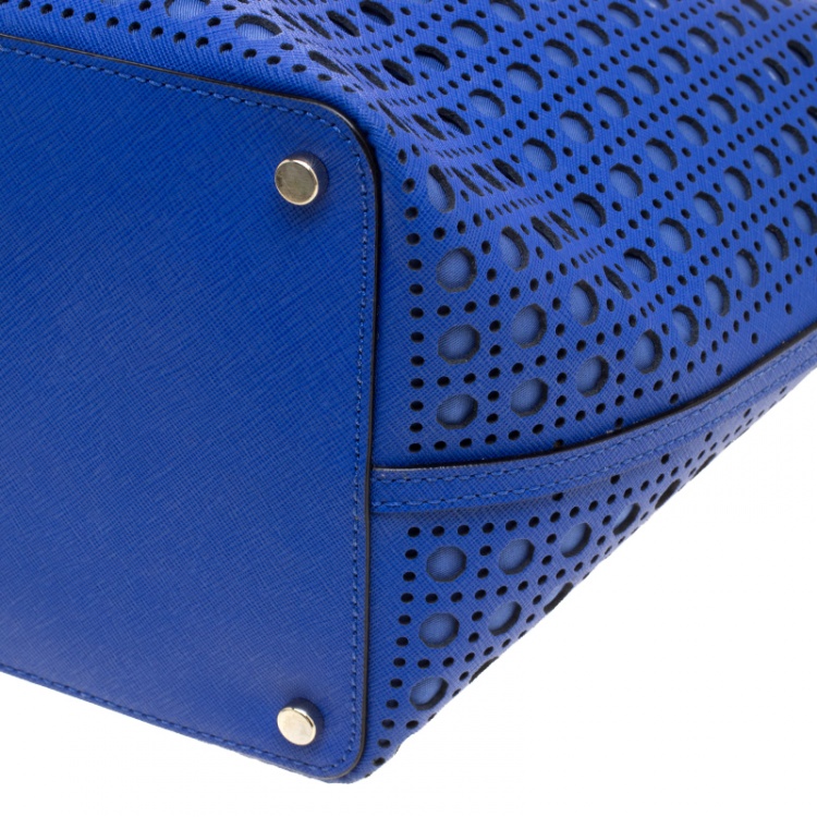 Pre Owned Kate Spade Blue Perforated Leather Cedar Street Harmony Tote