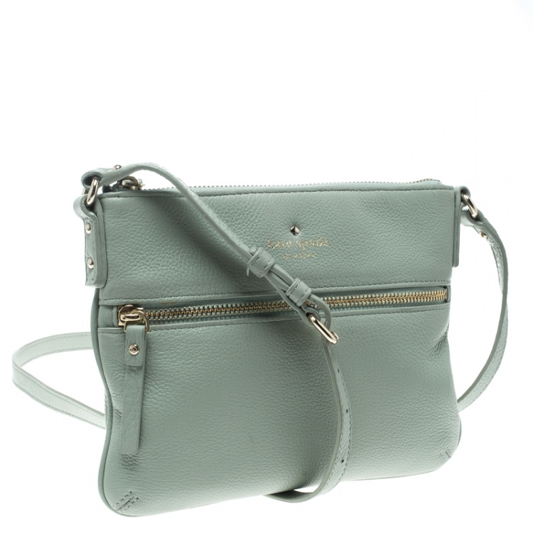 Pre Owned Kate Spade Mint Green Leather Crossbody Bag