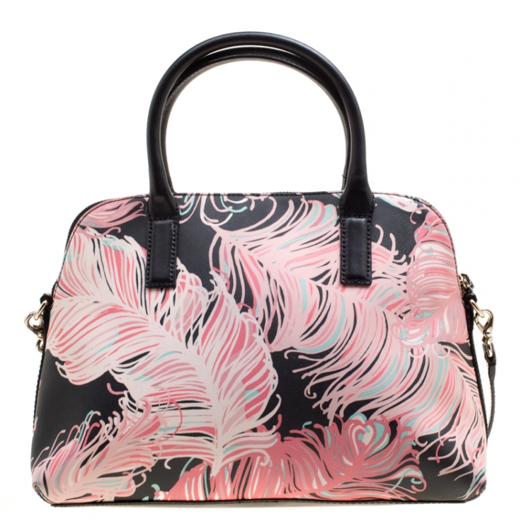 Pre Owned Kate Spade Multicolor Printed Leather Top Handle Bag