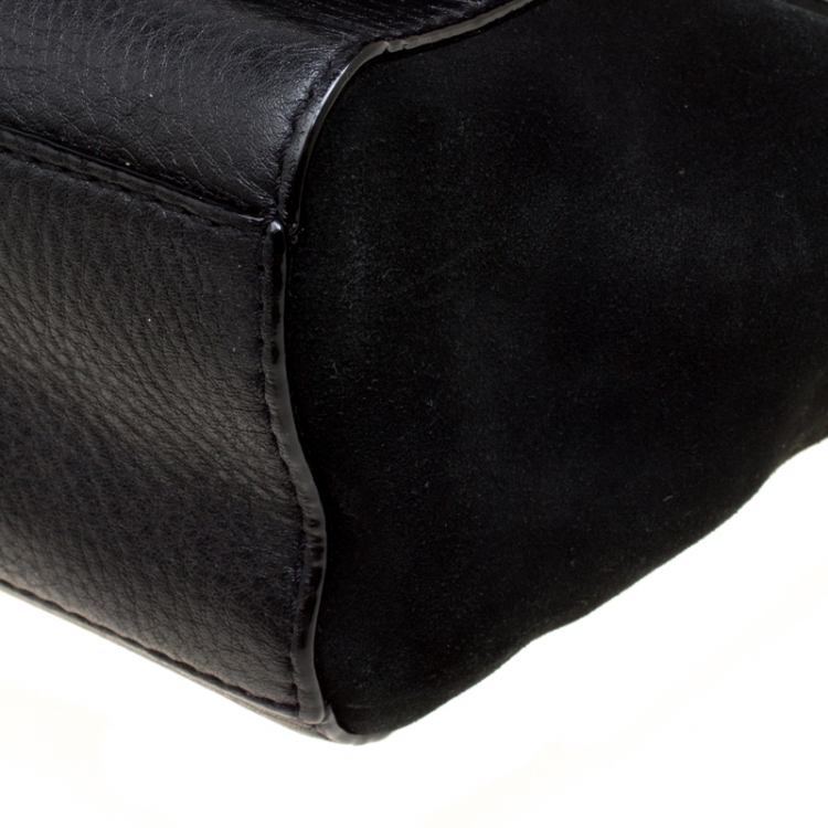 Pre Owned Kate Spade Black Leather and Suede Magnolia Park Top Handle Bag
