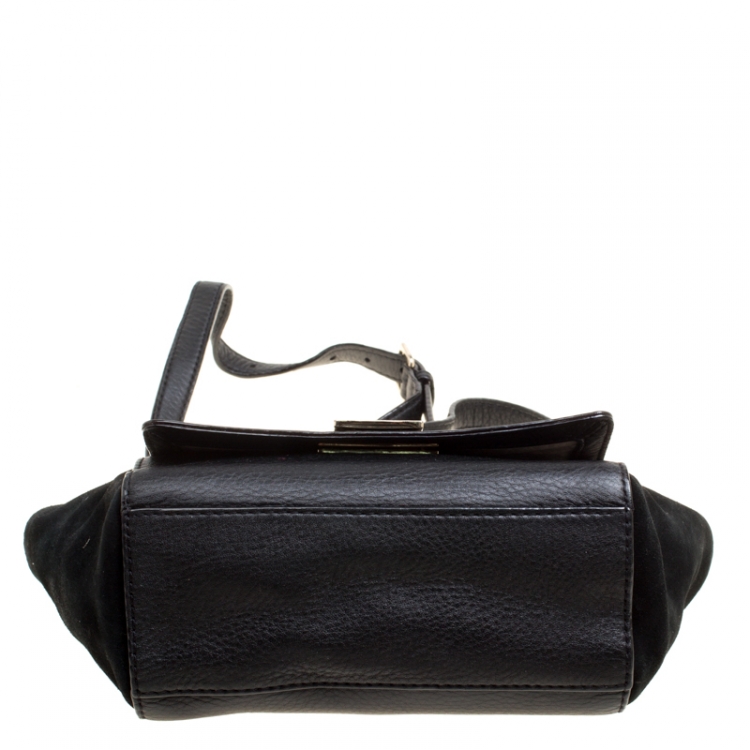 Pre Owned Kate Spade Black Leather and Suede Magnolia Park Top Handle Bag