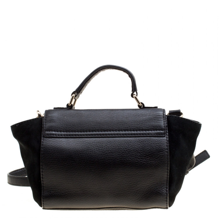 Pre Owned Kate Spade Black Leather and Suede Magnolia Park Top Handle Bag