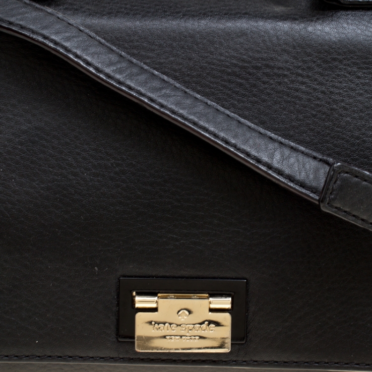 Pre Owned Kate Spade Black Leather and Suede Magnolia Park Top Handle Bag