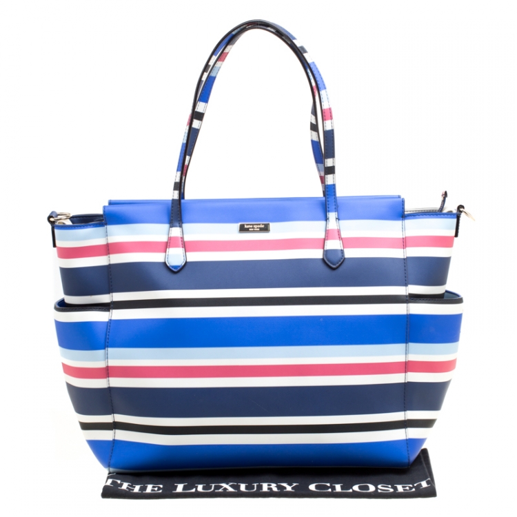 Pre Owned Kate Spade Multicolor Stripe Leather Grove Street Classic Shopper Tote