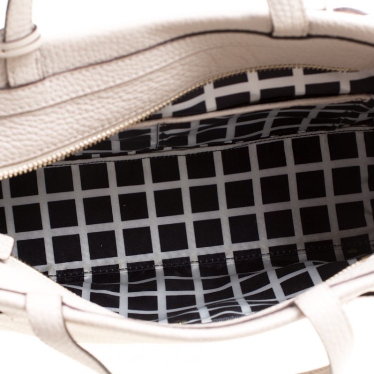 Pre Owned Kate Spade Off White Leather Top Handle Bag