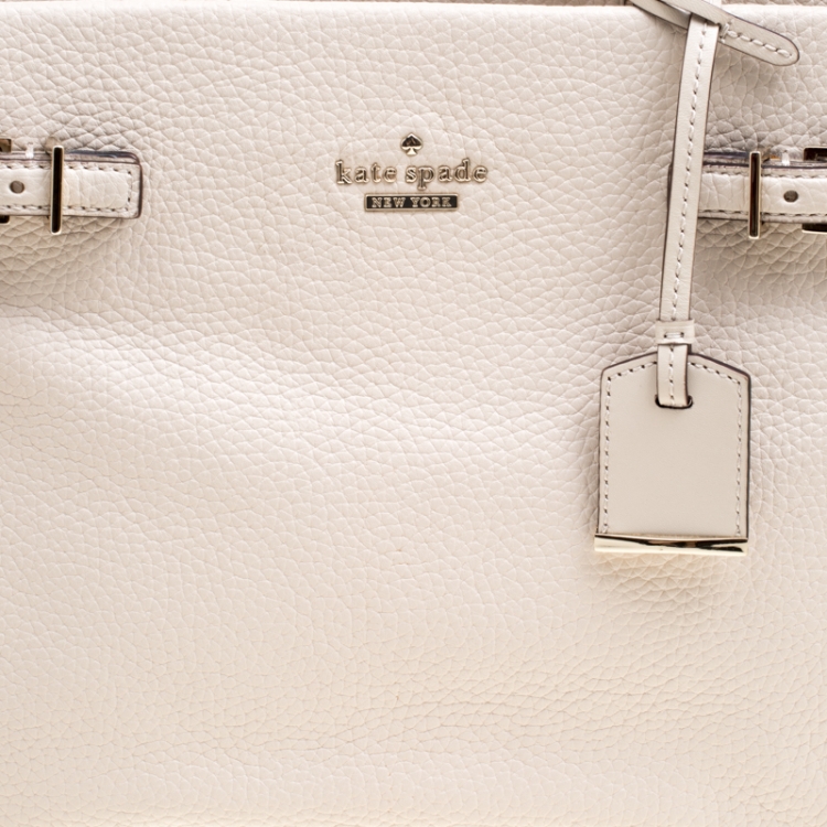 Pre Owned Kate Spade Off White Leather Top Handle Bag