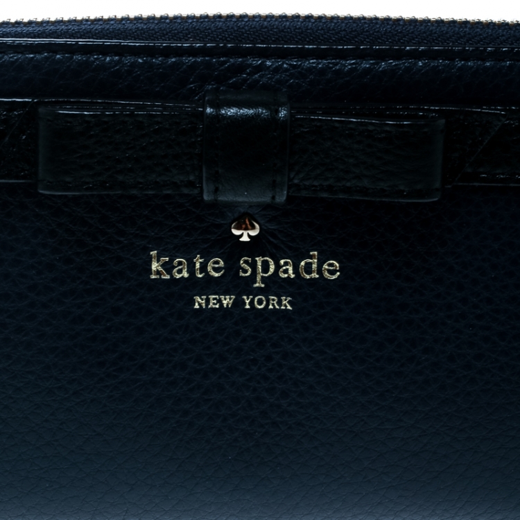 مملوكة مسبقًا Kate Spade Blue Leather Bow Zip Around Wallet
