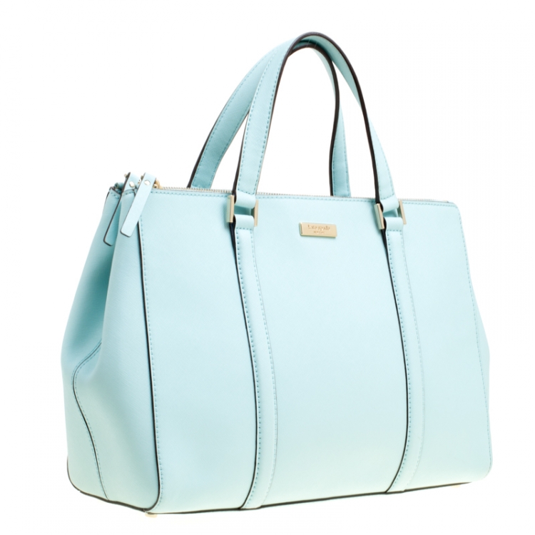 Pre Owned Kate Spade Mint Green Leather Newberry Lane Loden Top Handle Bag