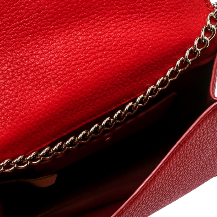 Pre Owned Kate Spade Red Leather Hayes Street Hayzel Pearl Shoulder Bag