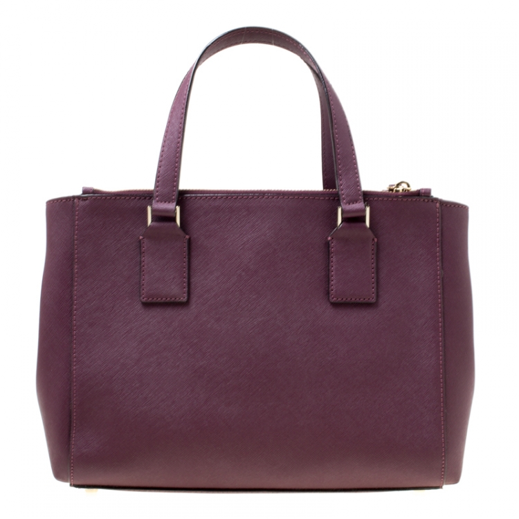Pre Owned Kate Spade Burgundy Leather Cameron Street Teegan Top Handle Bag