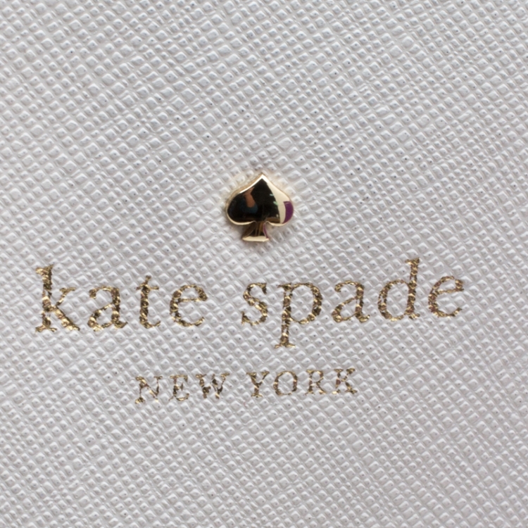 Pre Owned Kate Spade White/Blue Leather Small Cedar Street Hayden Top Handle Bag