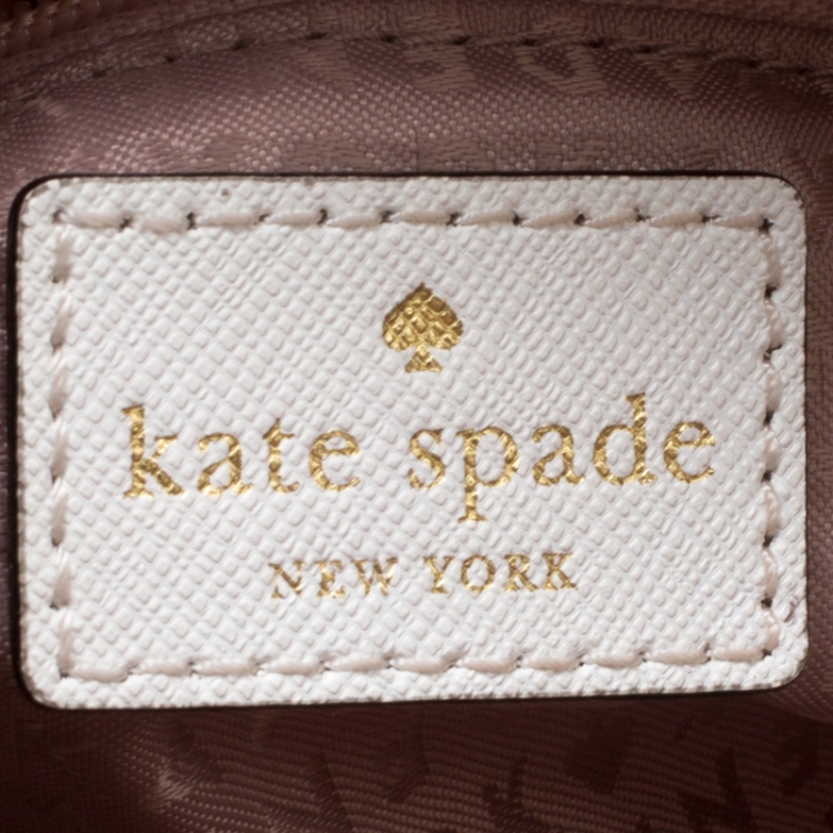 Pre Owned Kate Spade White Perforated Leather Newbury Lane Top Handle Bag