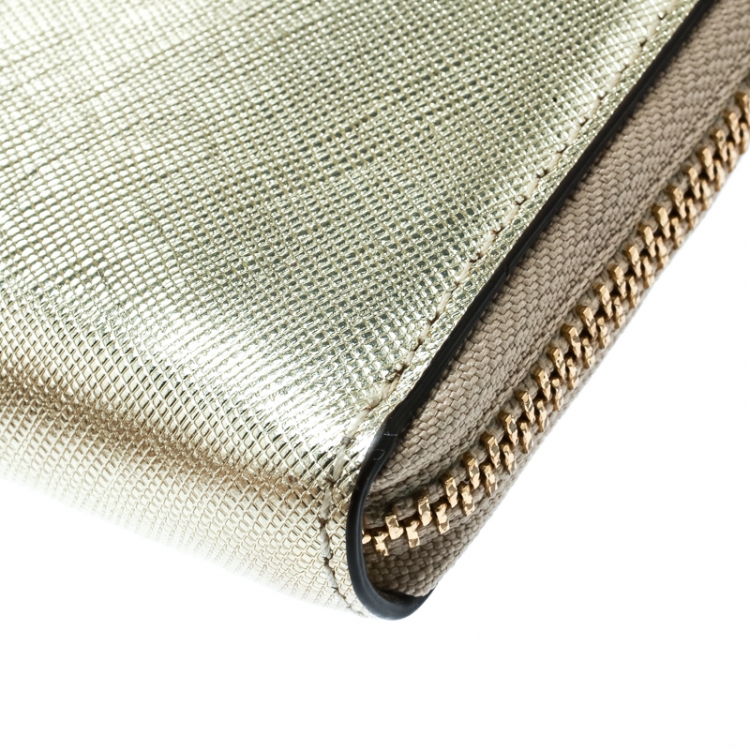 مملوكة مسبقًا  Kate Spade Gold Leather Cedar Street Zip Around Wallet