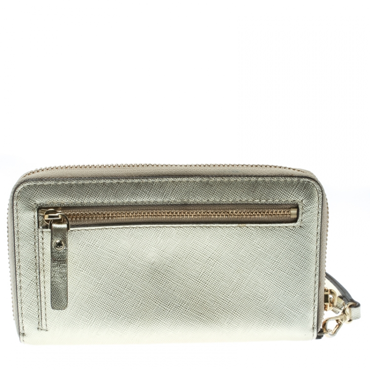 مملوكة مسبقًا  Kate Spade Gold Leather Cedar Street Zip Around Wallet