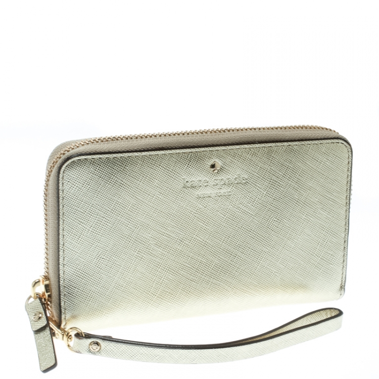 مملوكة مسبقًا  Kate Spade Gold Leather Cedar Street Zip Around Wallet