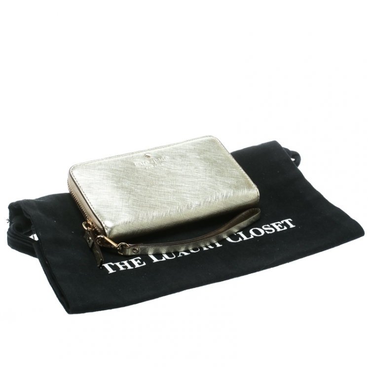 مملوكة مسبقًا  Kate Spade Gold Leather Cedar Street Zip Around Wallet