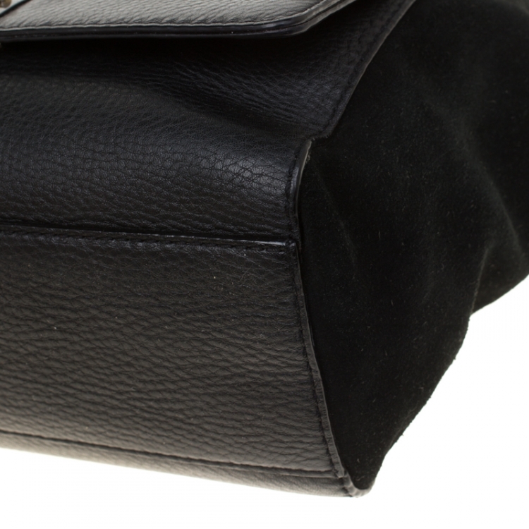Pre Owned Kate Spade Black Leather and Suede Magnolia Park Top Handle Bag