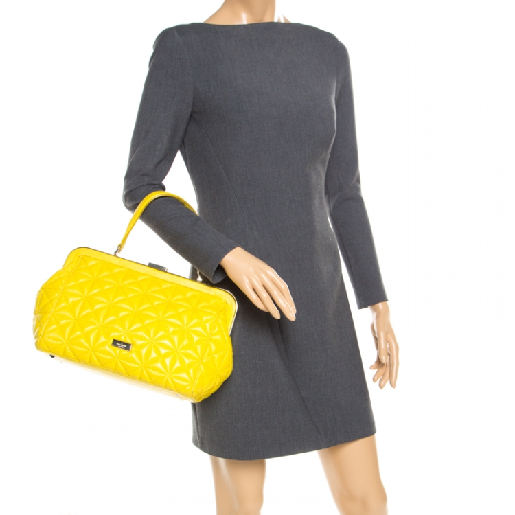 مملوكة مسبقًا Kate Spade Yellow Quilted Leather Sedwick Place Satchel 