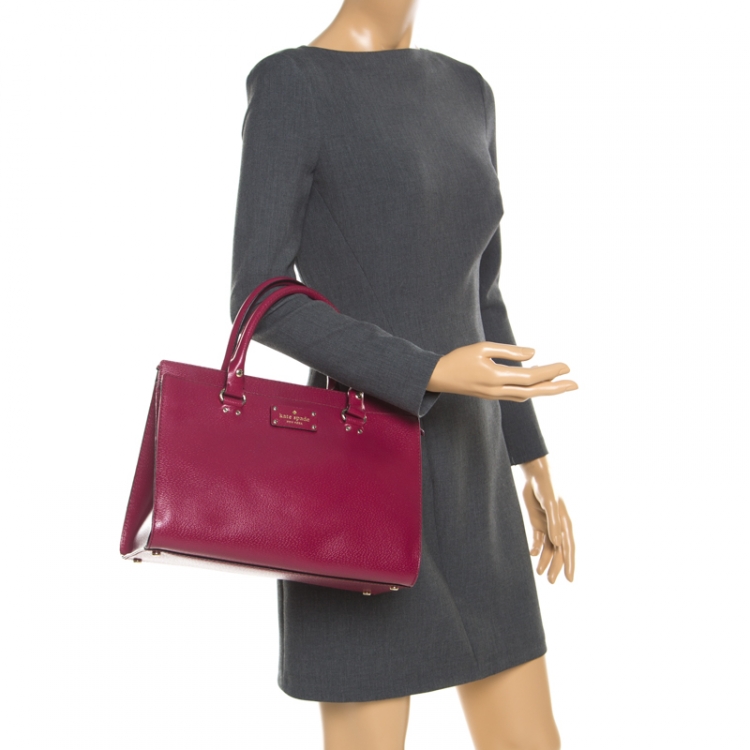 Pre Owned Kate Spade Magenta Leather Wellesley Durham Top Handle Bag