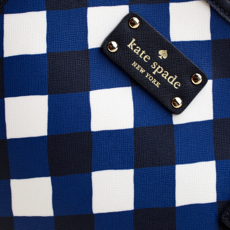 مملوكة مسبقًا Kate Spade Blue/ White Harmony Gingham Shopper Tote