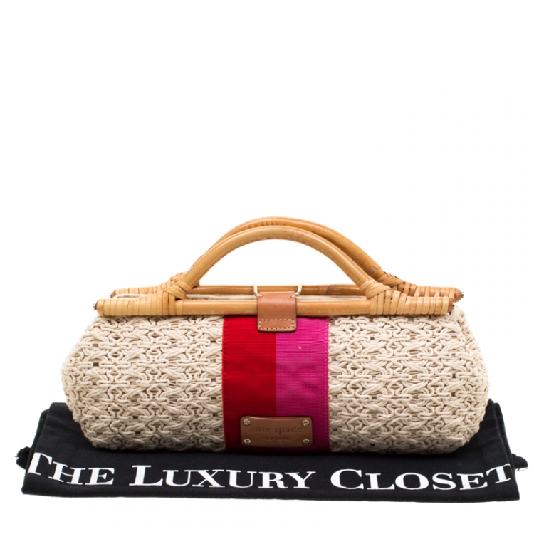 Pre Owned Kate Spade Tri Color Woven Fabric Selby Napoli Clutch