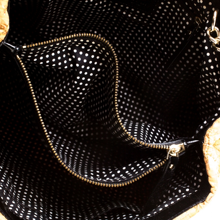 Pre Owned Kate Spade Light Brown Glitter Quilted Fabric and Leather Astor Court Elena Tote 