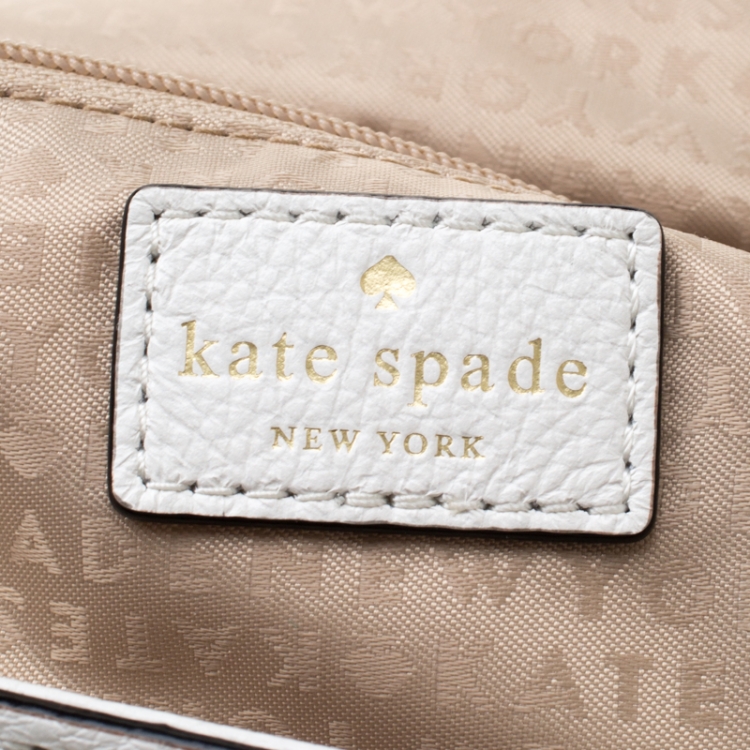 Pre Owned Kate Spade White/Brown Leather Loula Houston Street Crossbody Bag
