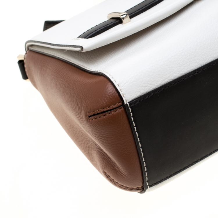 Pre Owned Kate Spade White/Brown Leather Loula Houston Street Crossbody Bag