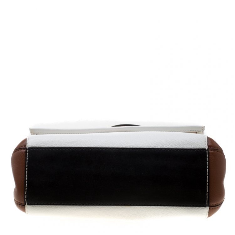 Pre Owned Kate Spade White/Brown Leather Loula Houston Street Crossbody Bag
