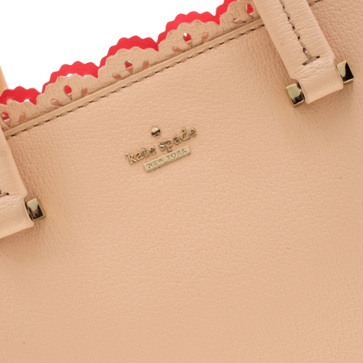 Pre Owned Kate Spade Beige Leather Perforated Lace Satchel