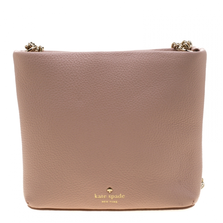 Pre Owned Kate Spade Pink Blush Leather Hayes Street Pearl Ellery Crossbody Bag