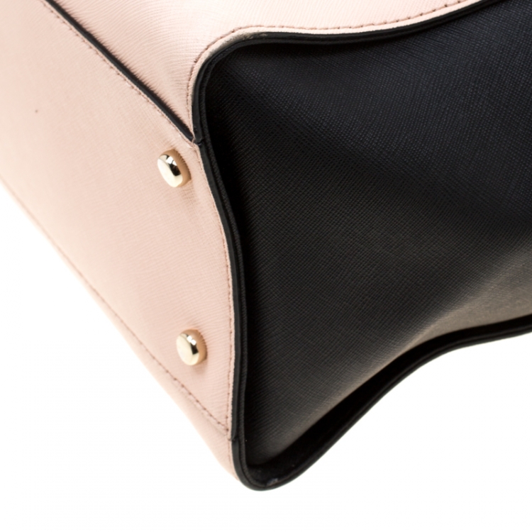 Pre Owned Kate Spade Blush Pink/Black Leather Cedar Street Hayden Tote