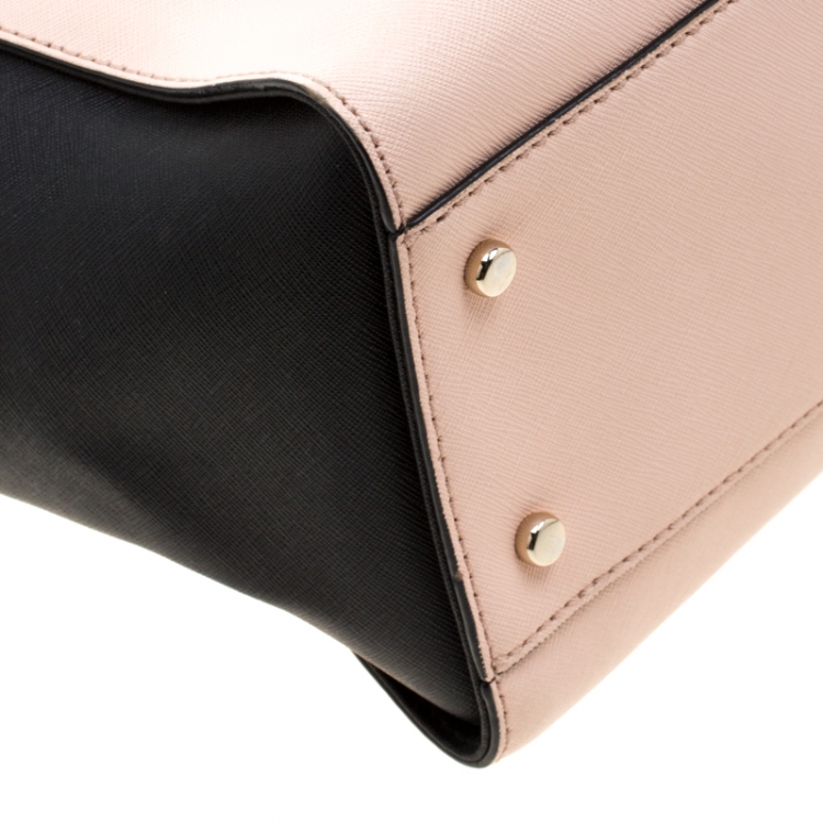 Pre Owned Kate Spade Blush Pink/Black Leather Cedar Street Hayden Tote