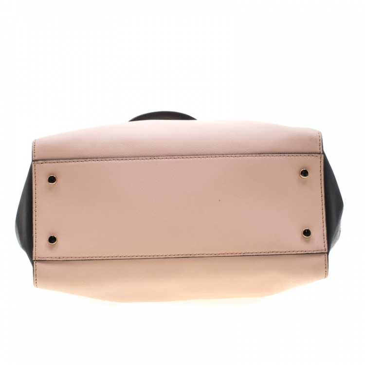 Pre Owned Kate Spade Blush Pink/Black Leather Cedar Street Hayden Tote