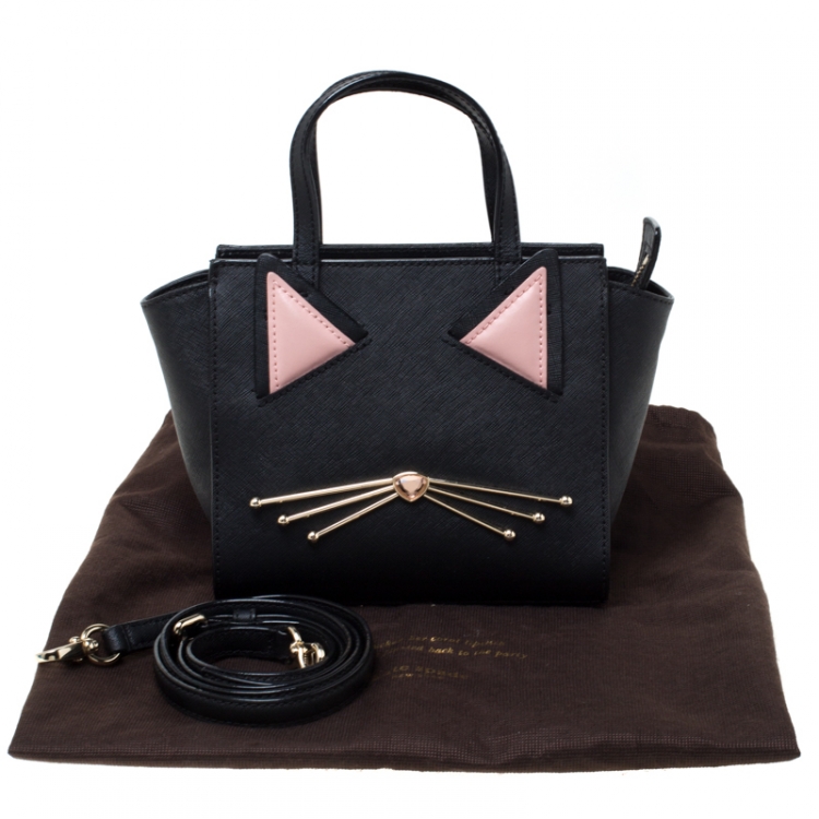Pre Owned Kate Spade Black Leather Mini Hayden Jazz Things Up Tote
