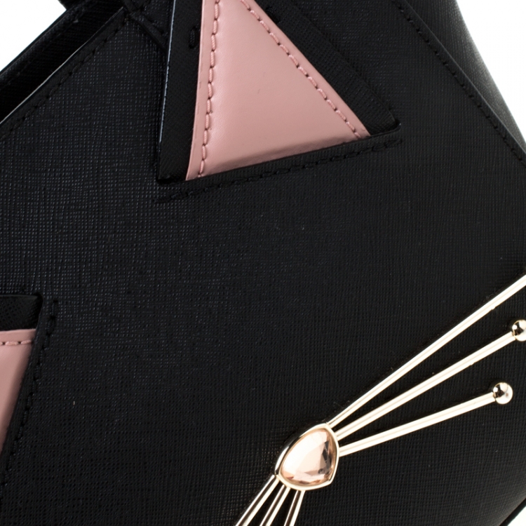 Pre Owned Kate Spade Black Leather Mini Hayden Jazz Things Up Tote