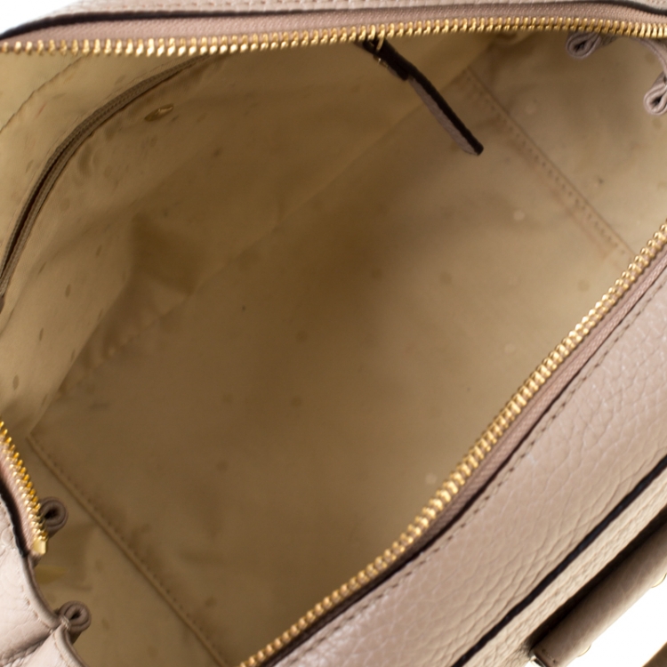 Pre Owned Kate Spade Dark Beige Leather Front Flap Pocket Satchel