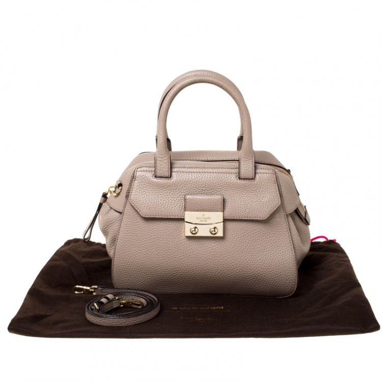 Pre Owned Kate Spade Dark Beige Leather Front Flap Pocket Satchel