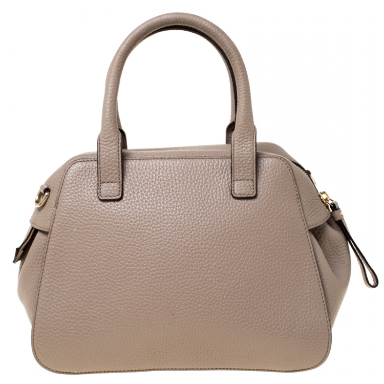 Pre Owned Kate Spade Dark Beige Leather Front Flap Pocket Satchel