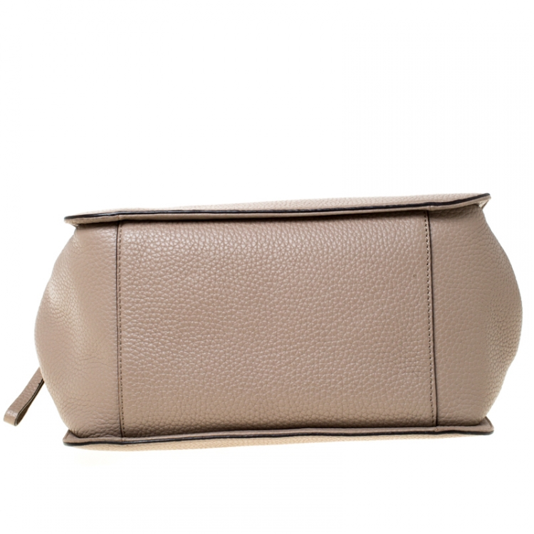 Pre Owned Kate Spade Dark Beige Leather Front Flap Pocket Satchel