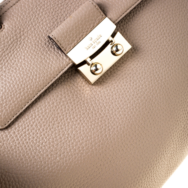 Pre Owned Kate Spade Beige Leather Front Pocket Satchel