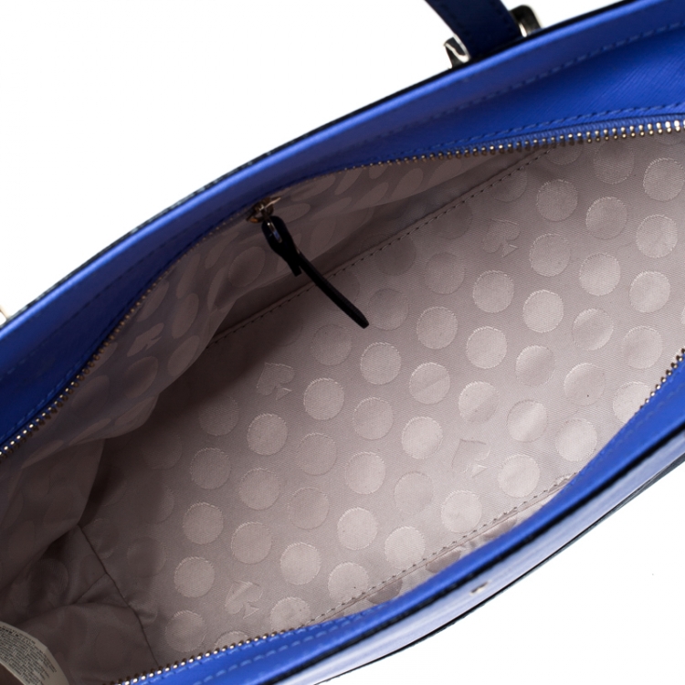 Pre Owned Kate Spade Blue/Navy Blue Leather Mini Harmony Tote 