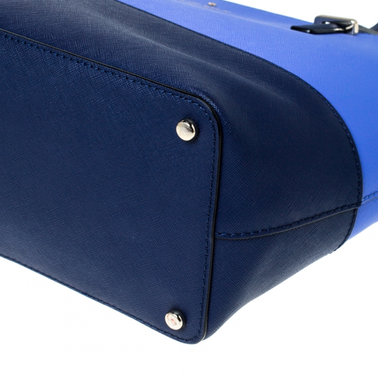 Pre Owned Kate Spade Blue/Navy Blue Leather Mini Harmony Tote 