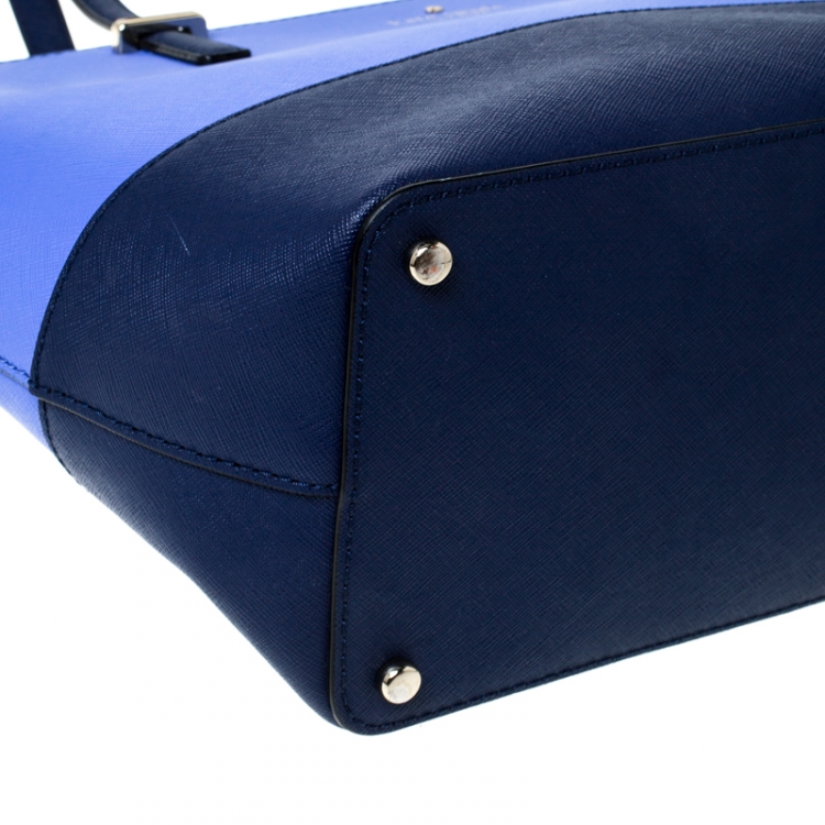 Pre Owned Kate Spade Blue/Navy Blue Leather Mini Harmony Tote 