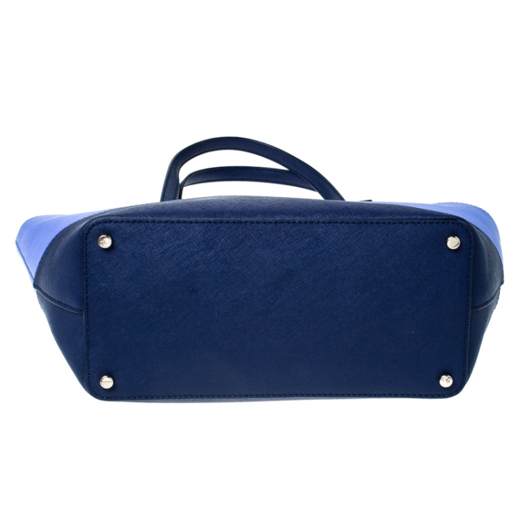 Pre Owned Kate Spade Blue/Navy Blue Leather Mini Harmony Tote 